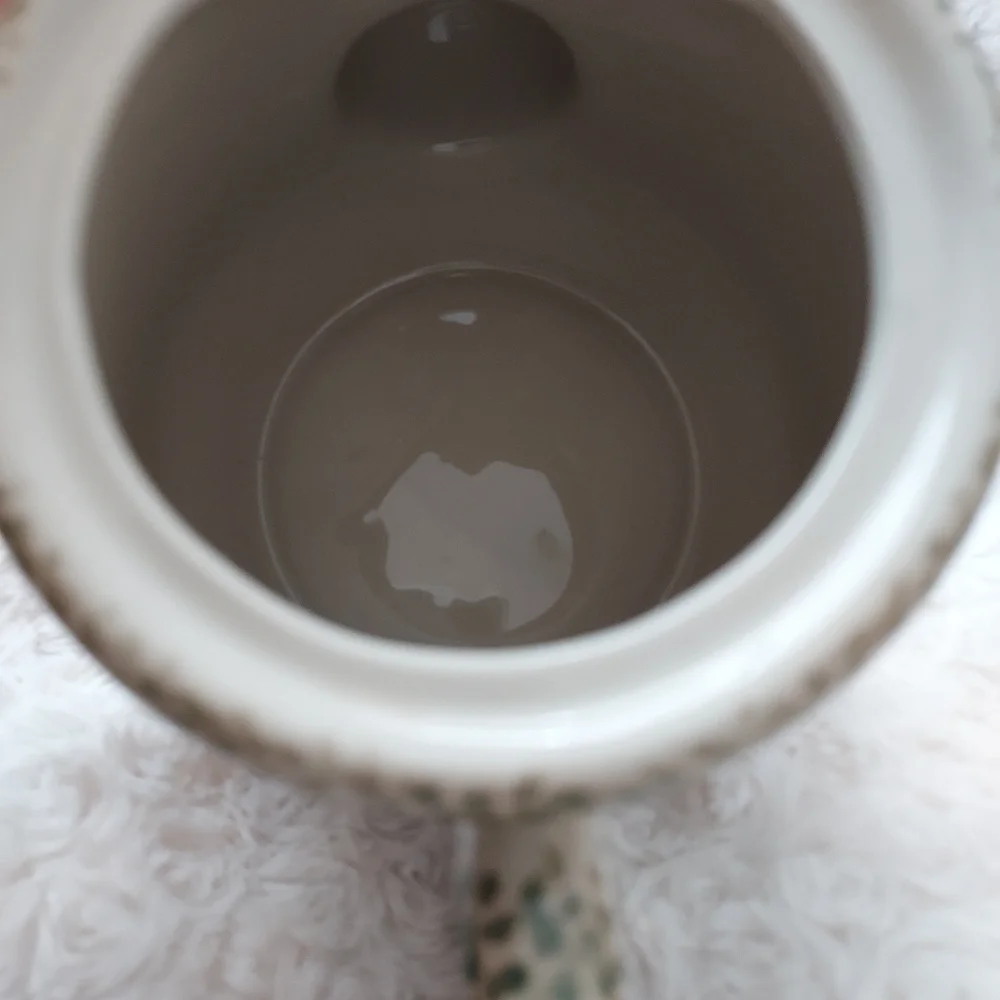 Petite Ceramic Teapot Green Speckled Apple Design Cottagecore Grandmacore